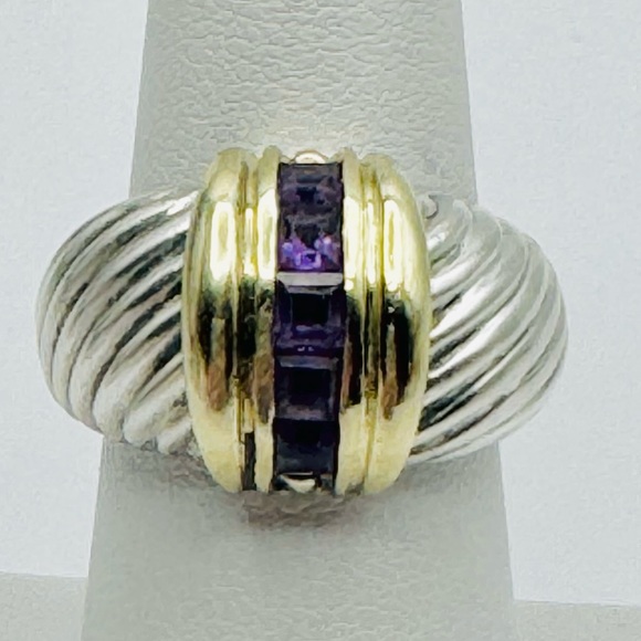 David Yurman Renaissance Dome Ring With Amethyst and Gold - Picture 2 of 9